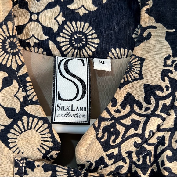 Silk Land Silk Blend Casual Lightweight Button Zip Up Jacket Blazer Pocket XL e2 - Picture 5 of 8